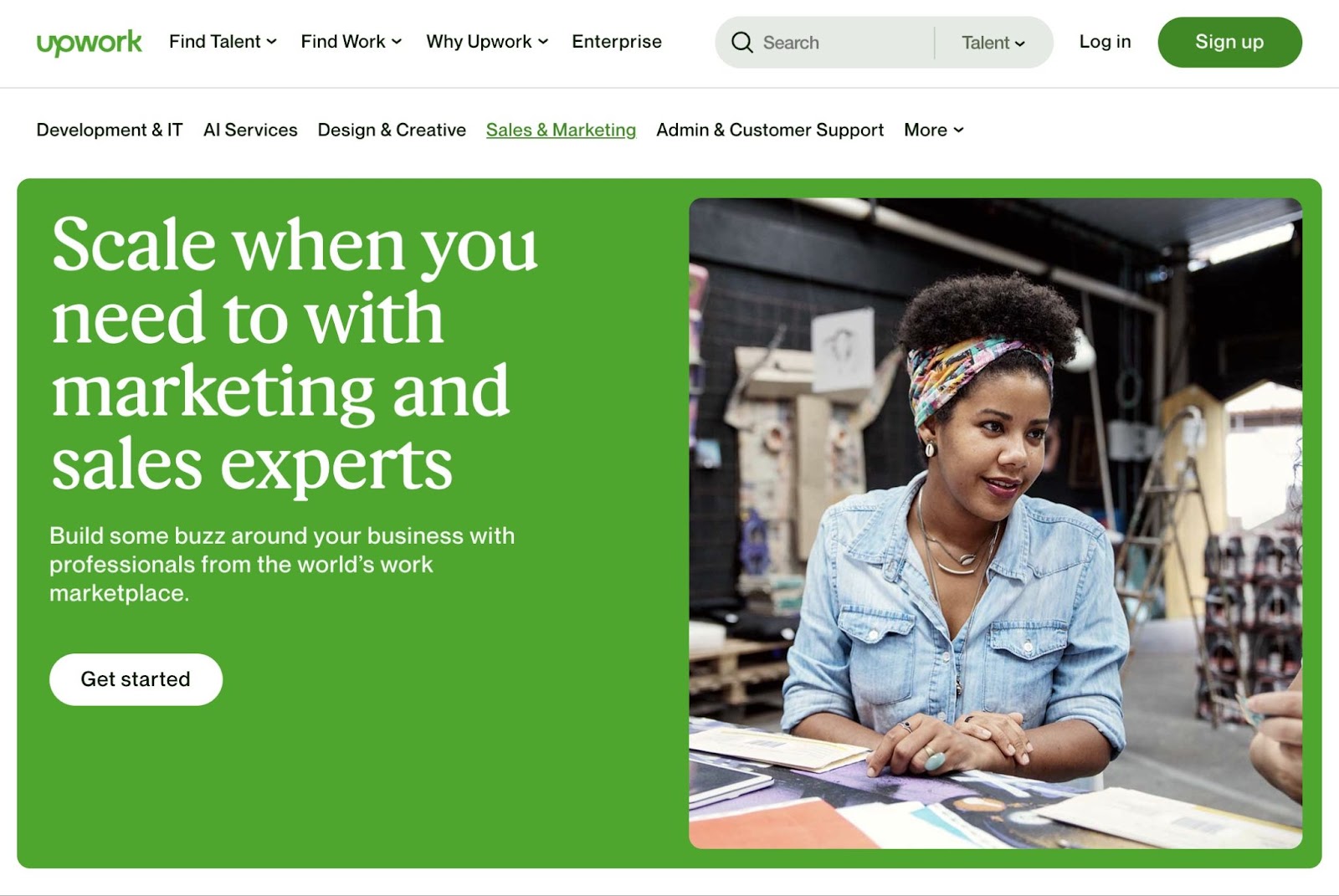 Upwork's homepage