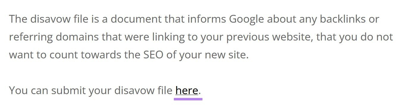 example of blog post sentence with anchor text “here"