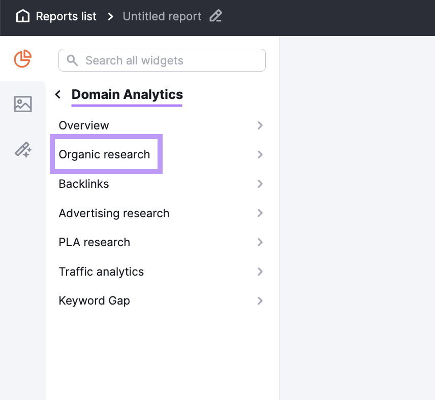 “Organic Rankings” highlighted under Domain Analytics
