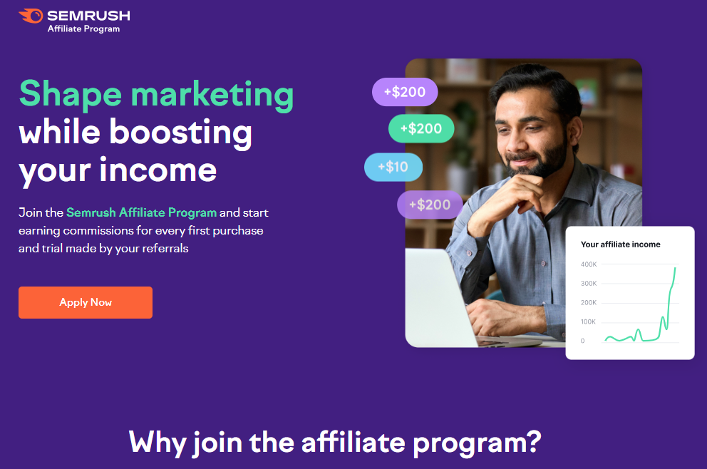 Semrush Affiliate Program landing page