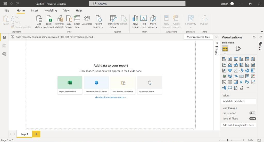 Microsoft Power BI interface