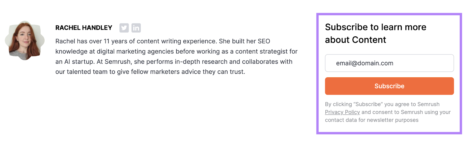 A sign-up form on Semrush's Blog