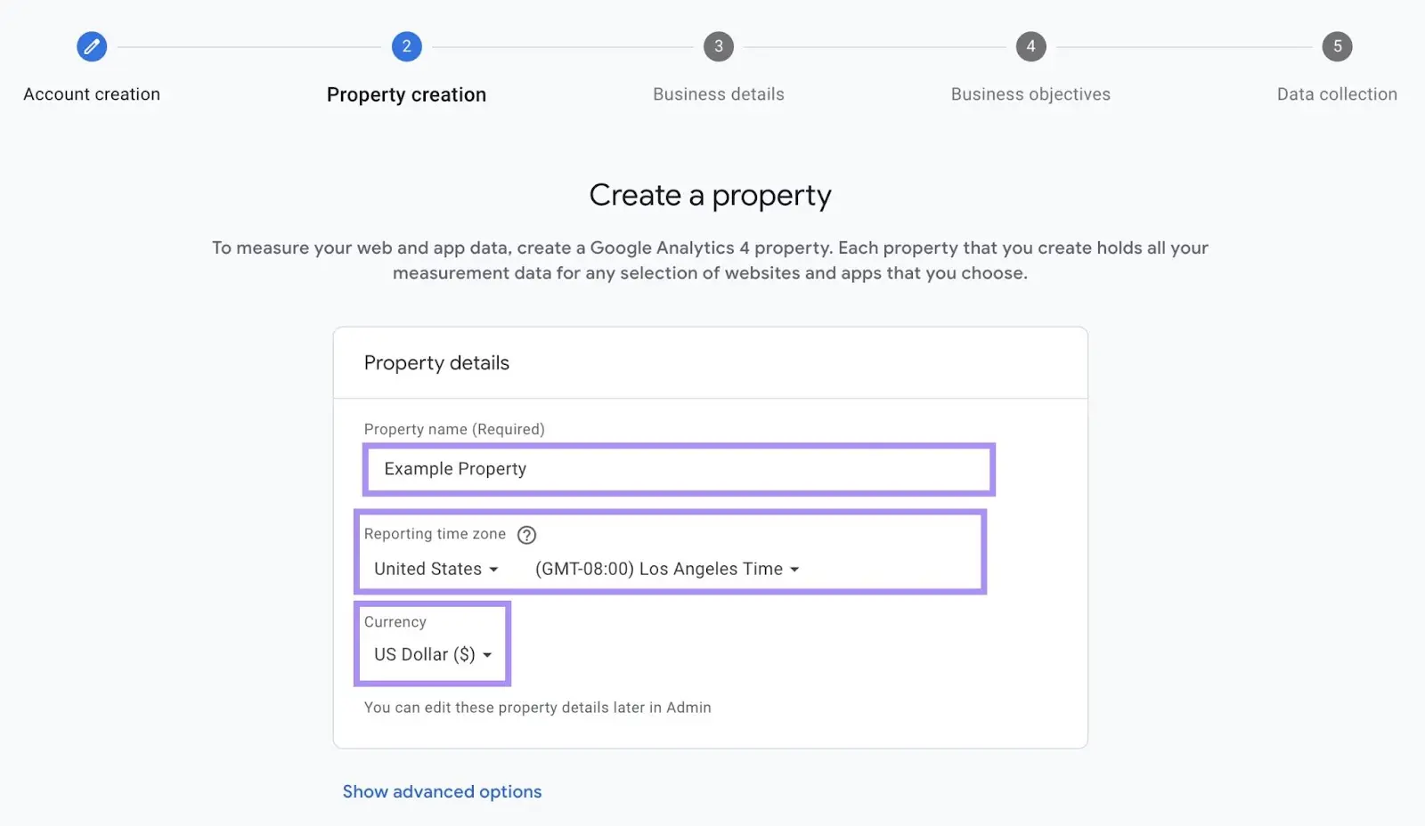 Create property in GA4