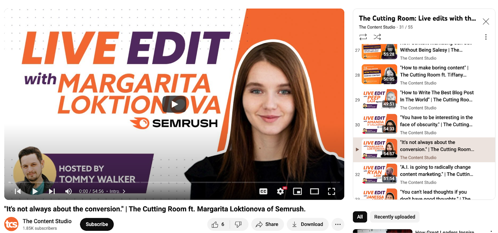 Thought leadership example: Tommy Walker’s ‘The Cutting Room’ Podcast