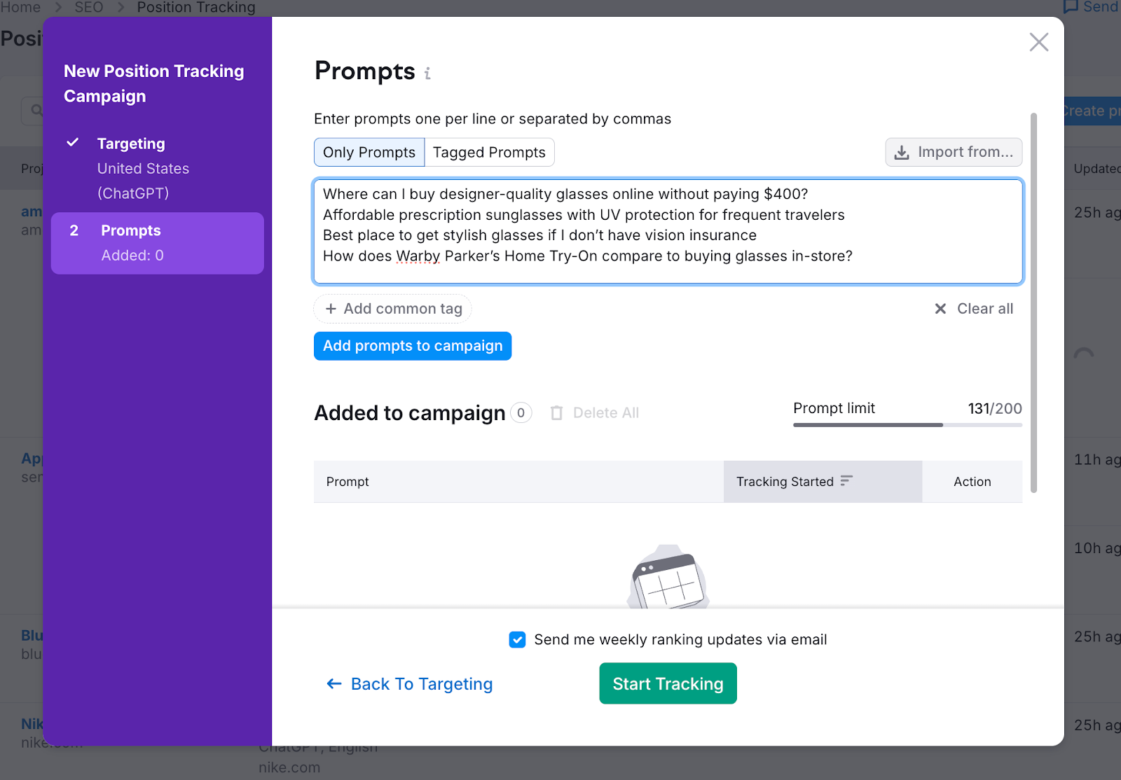 entering custom prompts in configuration steps