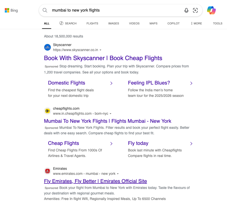 Organic text listings appear on the SERP.