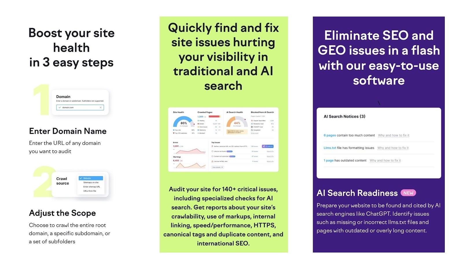 The middle section of a landing page which uses short, scannable copy paired with supporting visuals.