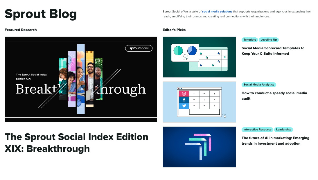 Sprout’s blog page