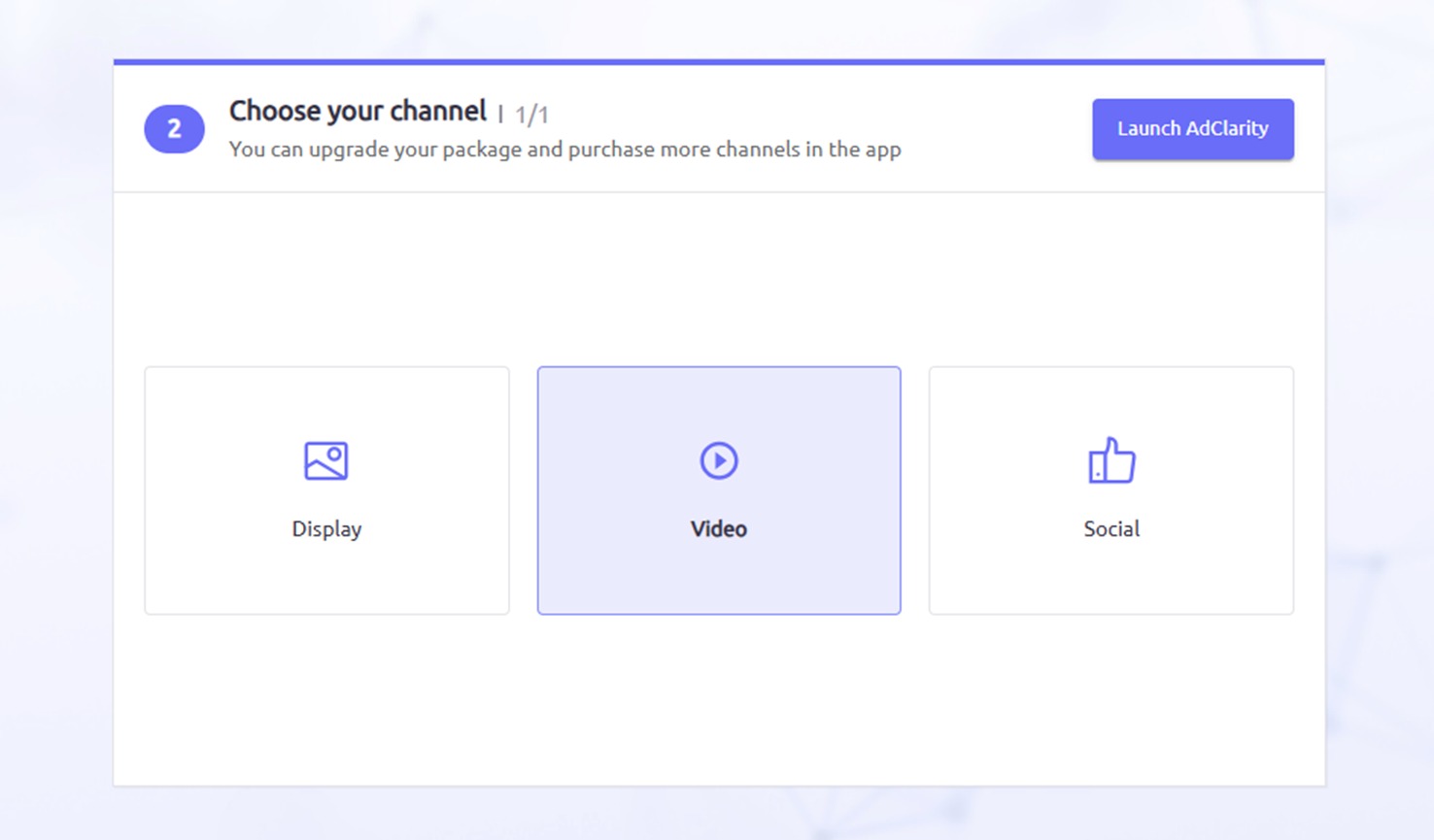 Selecting your channel in AdClarity — Advertising Intelligence