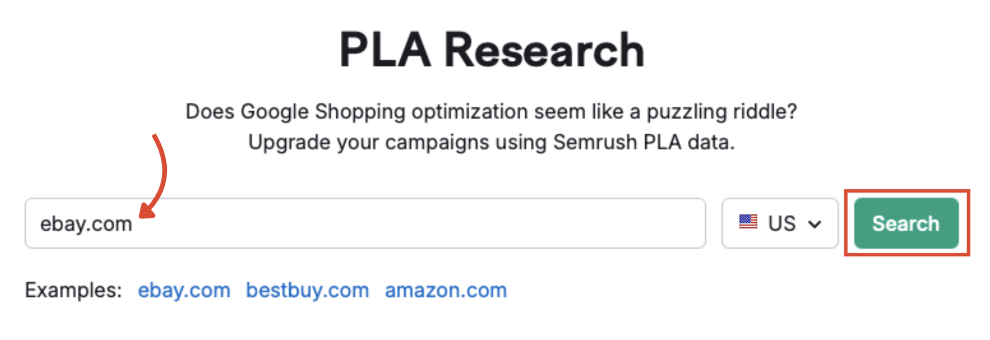 The PLA Research main search bar.