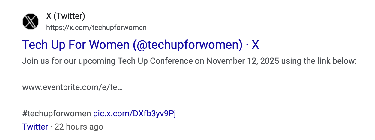 X (Twitter) SERP feature on desktop results.